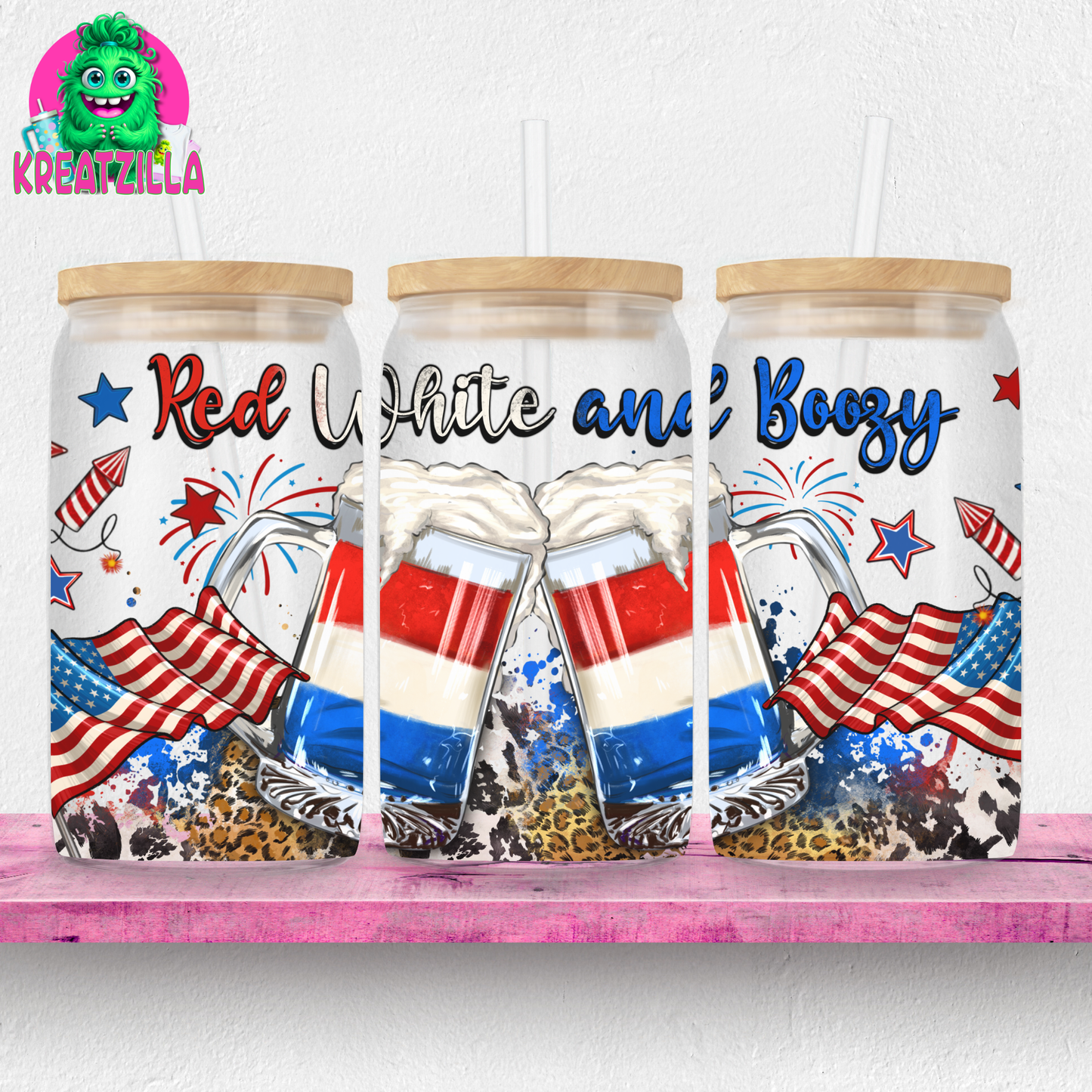 Red White and Boozy Iced Coffee Glass
