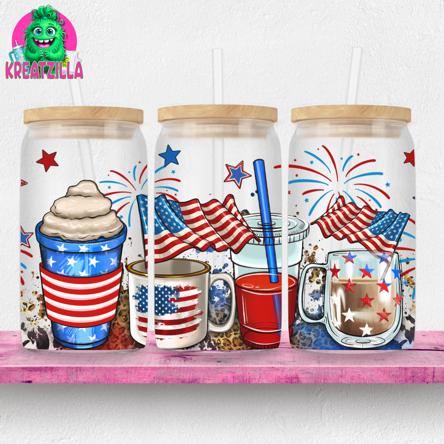 Patriotic Iced Coffee Glass