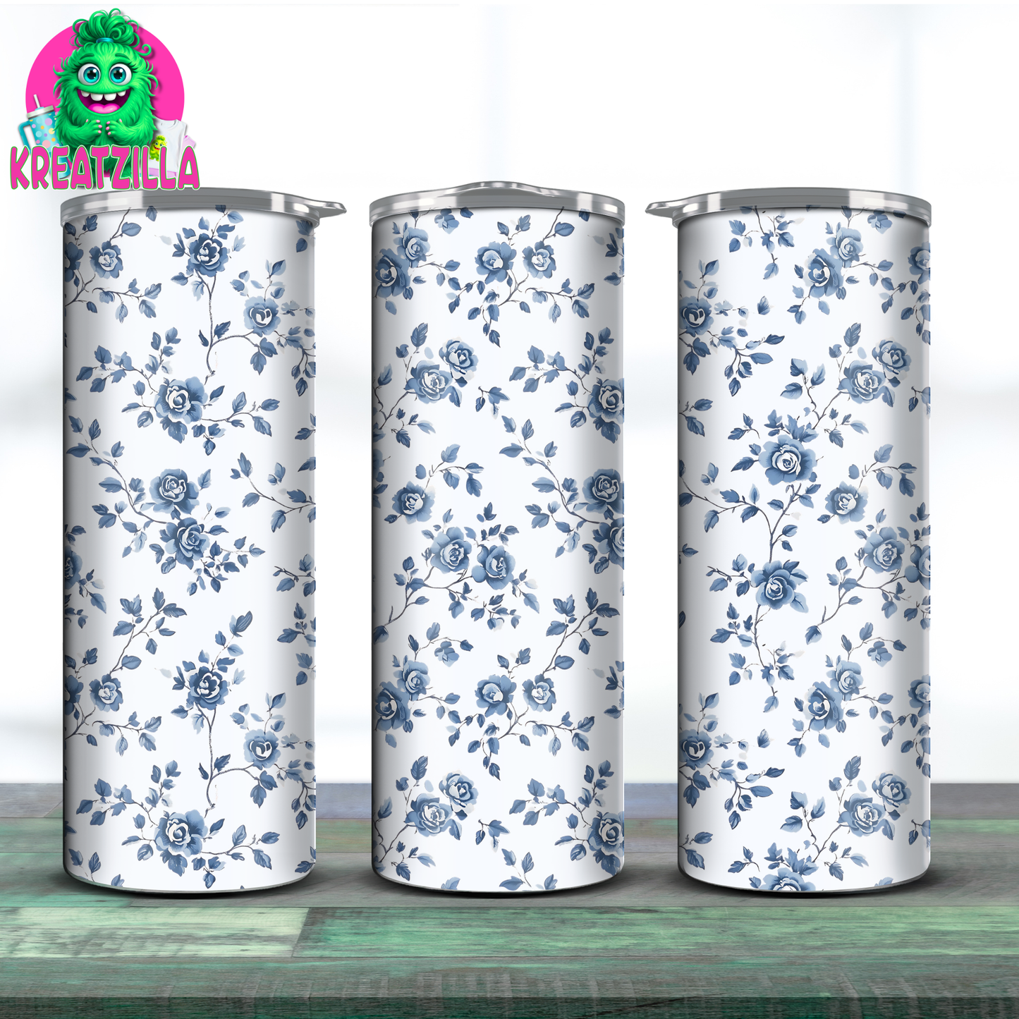 Blue Floral 20oz Tumbler