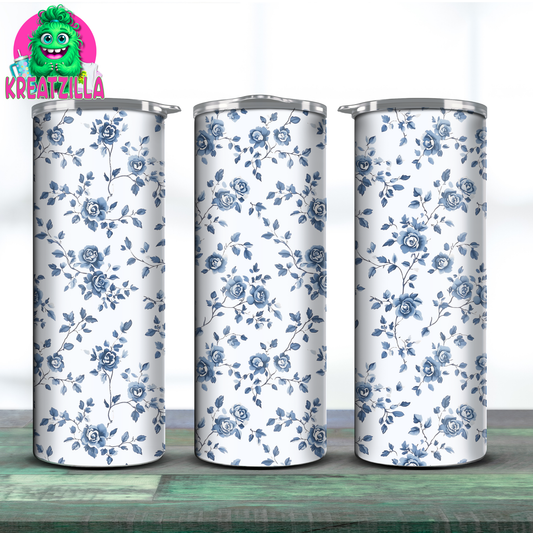 Blue Floral 20oz Tumbler