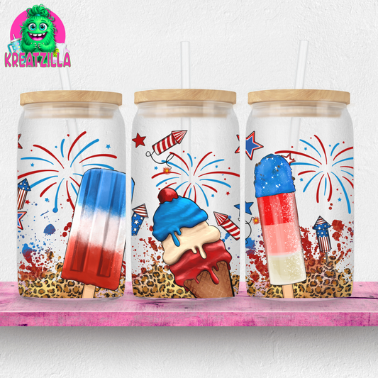 Patriotic Ice Cream Iced Coffee Glass