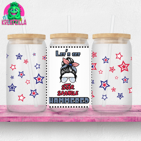 Star Spangle Hammered Iced Coffee Glass