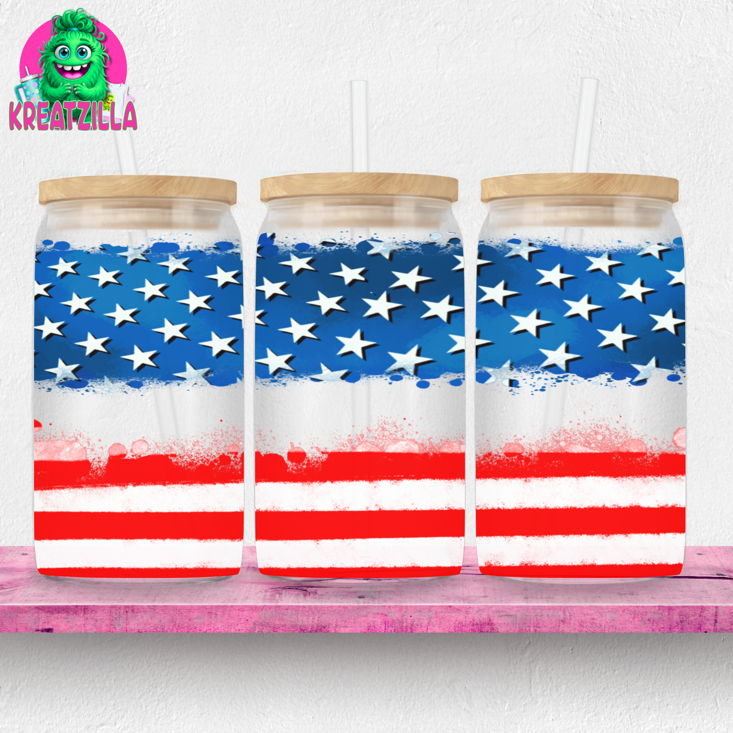The American Flag Iced Coffe Glass