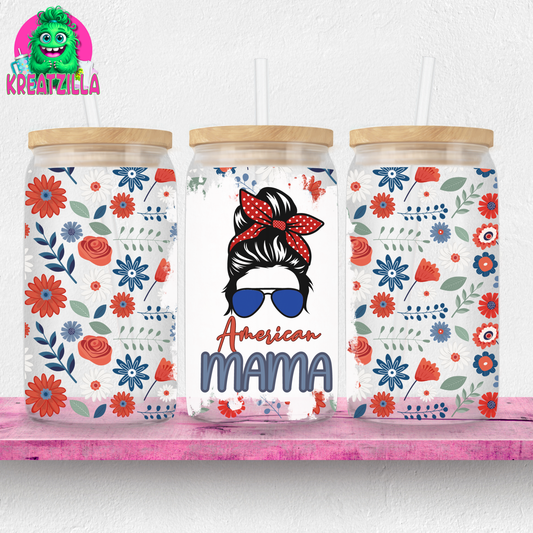 American Mama Iced Coffee Glass